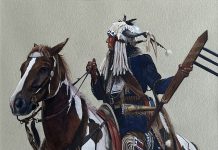 John Fawcett Vigilante Native American Indian horse western watercolor painting