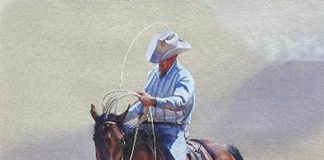 John Fawcett Windin' Up cowboy horse farm ranch western watercolor painting