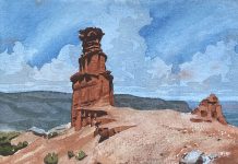 Nancy Boren Palo Duro western landscape rocks clouds watercolor painting