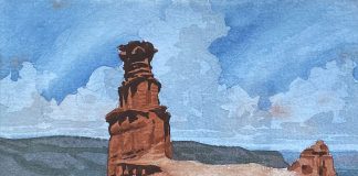 Nancy Boren Palo Duro western landscape rocks clouds watercolor painting