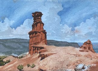 Nancy Boren Palo Duro western landscape rocks clouds watercolor painting