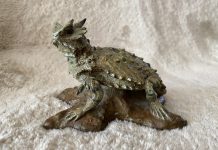 R. Thompson Horny Toad wildlife bronze sculpture