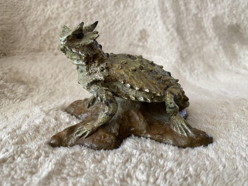R. Thompson Horny Toad wildlife bronze sculpture 