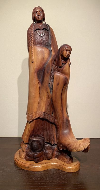 Bob Boomer Two Woman Native American Indian woman women squaw manzanita wood western sculpture