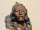 Dan Garrett Shoshone Native American Indian Warrior Scout Proud male portrait bust western bronze sculpture
