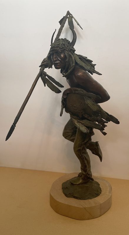 Daro Flood Blackfoot Dancer Native American Indian dance ceremony ceremonial western bronze sculpture