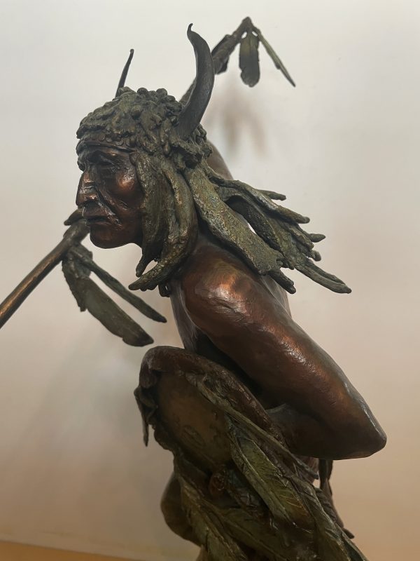 Daro Flood Blackfoot Dancer Native American Indian dance ceremony ceremonial western bronze sculpture side