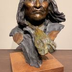 Daro Flood Geronimo Native American Indian bust portrait figure western bronze sculpture sold