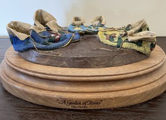 Dave McGary A Garden Of Roses Native American Indian western bronze sculpture moccasins still-life still life