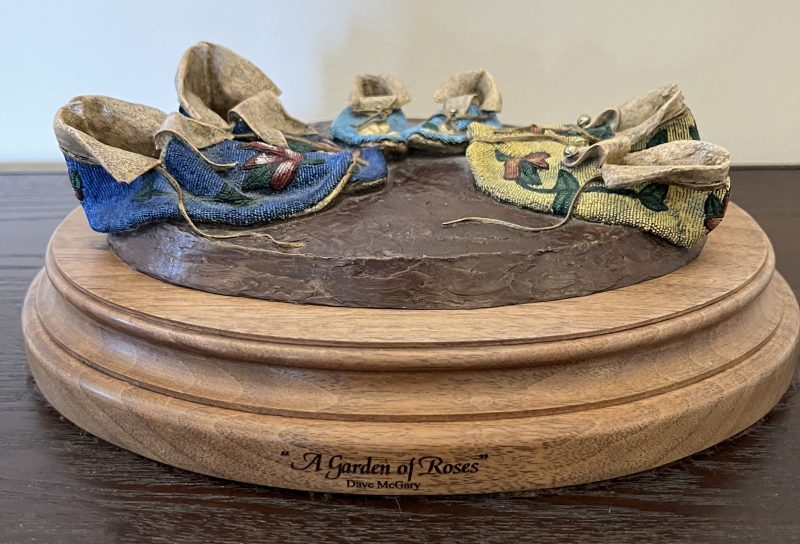 Dave McGary A Garden Of Roses Native American Indian western bronze sculpture moccasins still-life still life