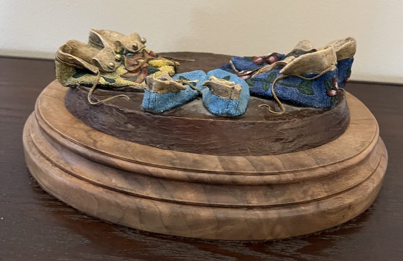 Dave McGary A Garden Of Roses Native American Indian western bronze sculpture moccasins still-life still life back