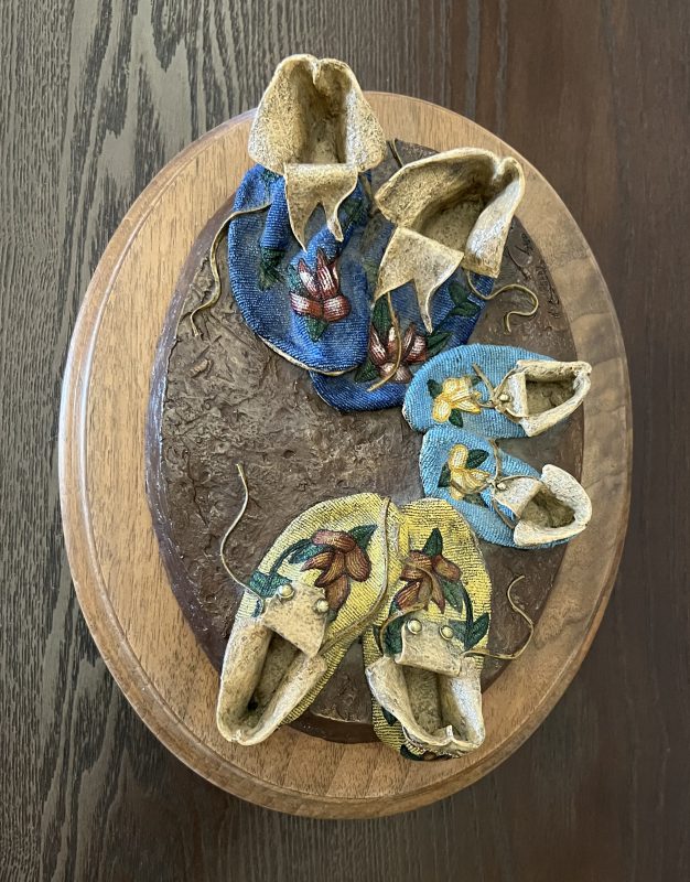 Dave McGary A Garden Of Roses Native American Indian western bronze sculpture moccasins still-life still life top