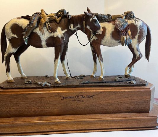 Dave McGary Guardians of the Herd Native American Indian boys saddle horse sleeping nap napping sleep paint horse western bronze sculpture
