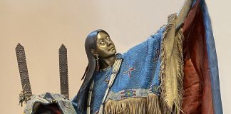 Dave McGary Native American Indian woman baby Sacajawea figure figurative western bronze sculpture close up