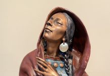 David Lemon Winds Of Memory Native American Indian woman squaw figure figurative western bronze sculpture
