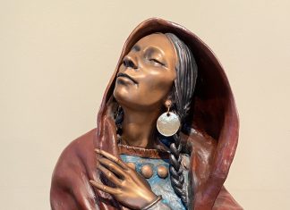 David Lemon Winds Of Memory Native American Indian woman squaw figure figurative western bronze sculpture
