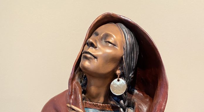 David Lemon Winds Of Memory Native American Indian woman squaw figure figurative western bronze sculpture