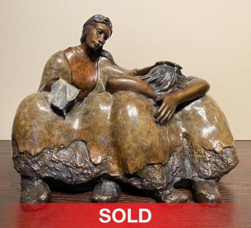 J.R. Eason This Too Shall Pass depression sad sadness loss losing woman female Native American Indian women western bronze sculpture sold