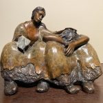 J.R. Eason This Too Shall Pass depression sad sadness loss losing woman female Native American Indian women western bronze sculpture