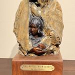 Jan Gordon Fisher Cold Winter Warm Hearts Native American Indian woman girl squaw child figure figurative western bronze sculpture front