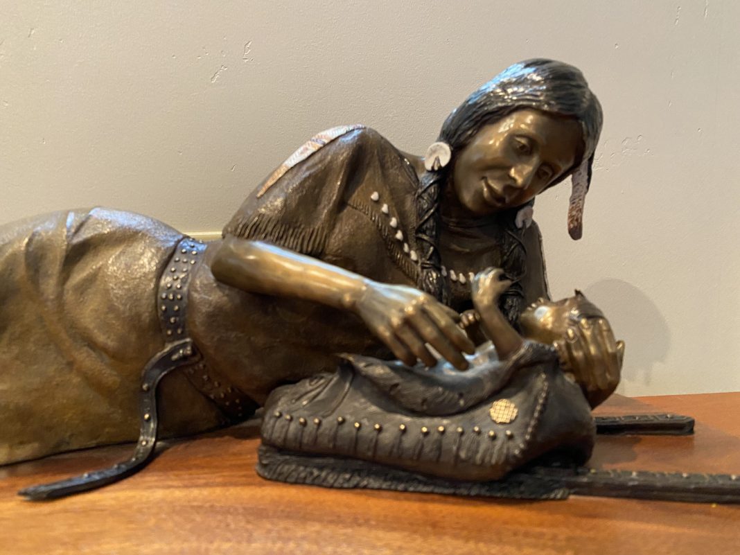 Jim Dodson Hope Of A Nation Native American Indian woman girl female child western bronze sculpture close up