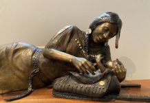 Jim Dodson Hope Of A Nation Native American Indian woman girl female child western bronze sculpture close up