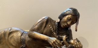 Jim Dodson Hope Of A Nation Native American Indian woman girl female child western bronze sculpture close up
