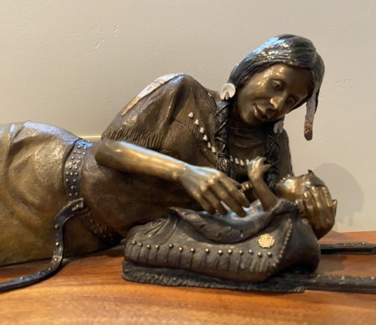 Jim Dodson Hope Of A Nation Native American Indian woman girl female child western bronze sculpture close up