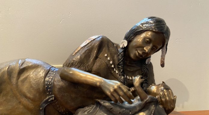 Jim Dodson Hope Of A Nation Native American Indian woman girl female child western bronze sculpture close up