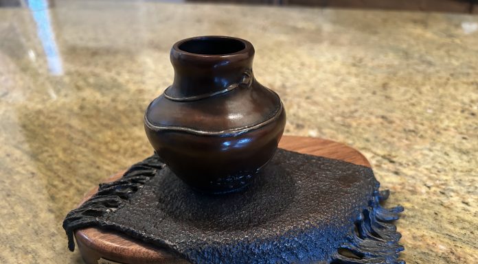 “Rising Spirit” Jim Dodson Jim Dodson Rising Spirit pot rug bronze western sculpture