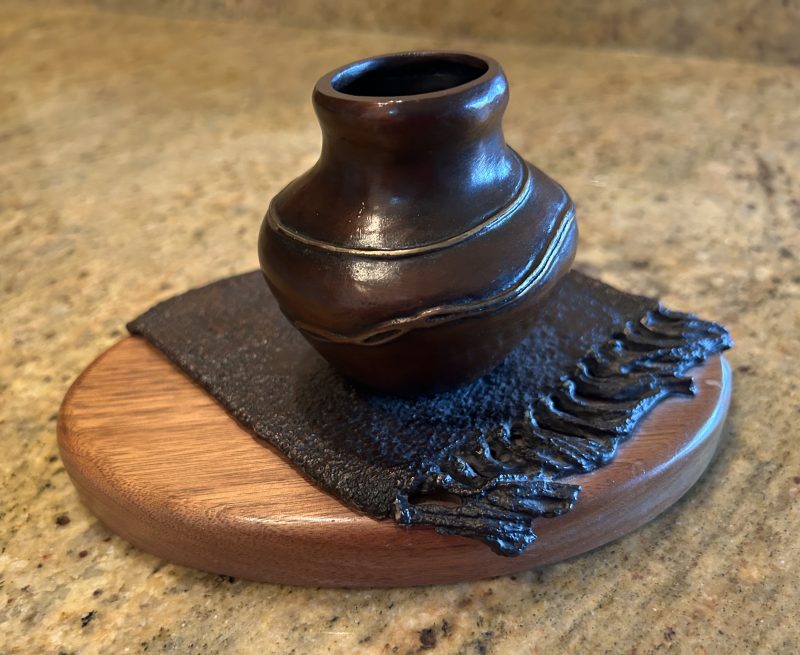 Jim Dodson Rising Spirit pot rug bronze western sculpture back