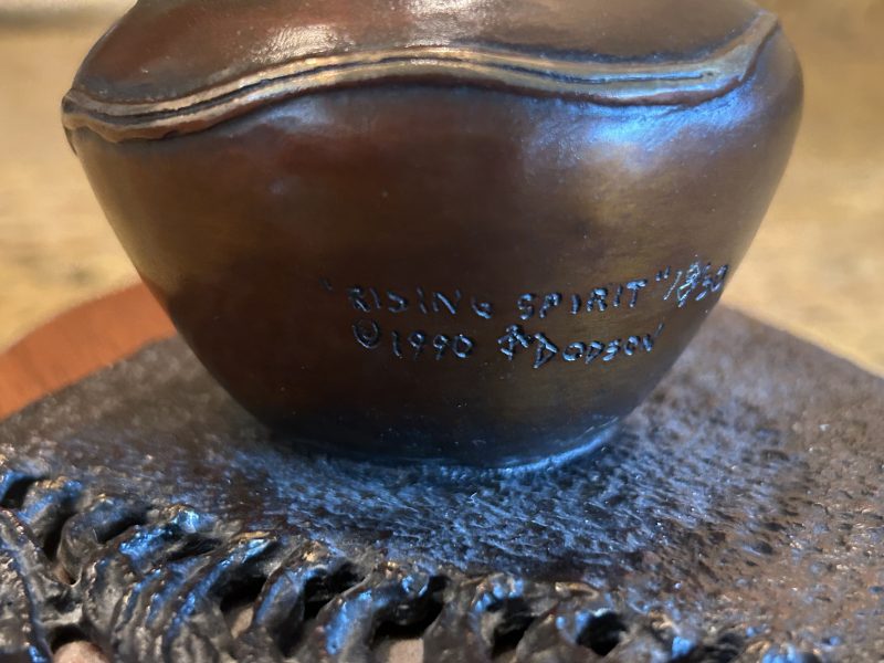 Jim Dodson Rising Spirit pot rug bronze western sculpture signature