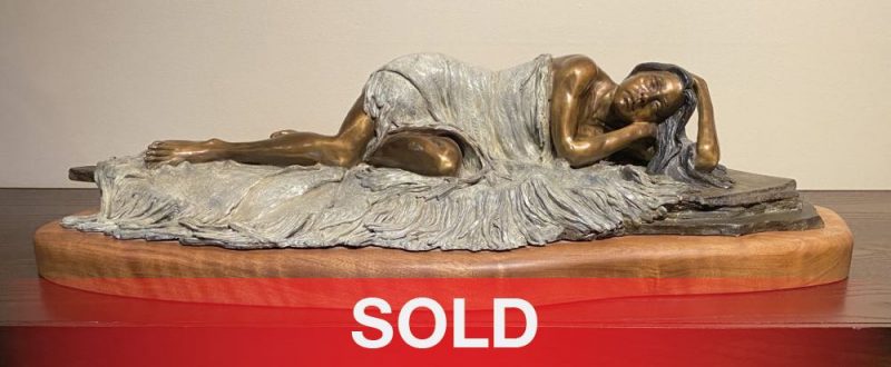 Marie Barbera reclining woman Native American Indian woman female girl sleep rest western bronze sculpture sold
