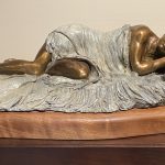 Marie Barbera reclining woman Native American Indian woman female girl sleep rest western bronze sculpture