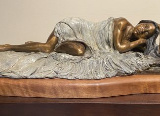 Marie Barbera reclining woman Native American Indian woman female girl sleep rest western bronze sculpture