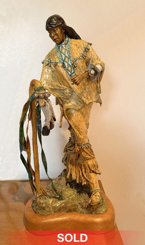 Marie Barbera Changing Woman Native American Indian woman female girl ceremony tradition western bronze sculpture sold