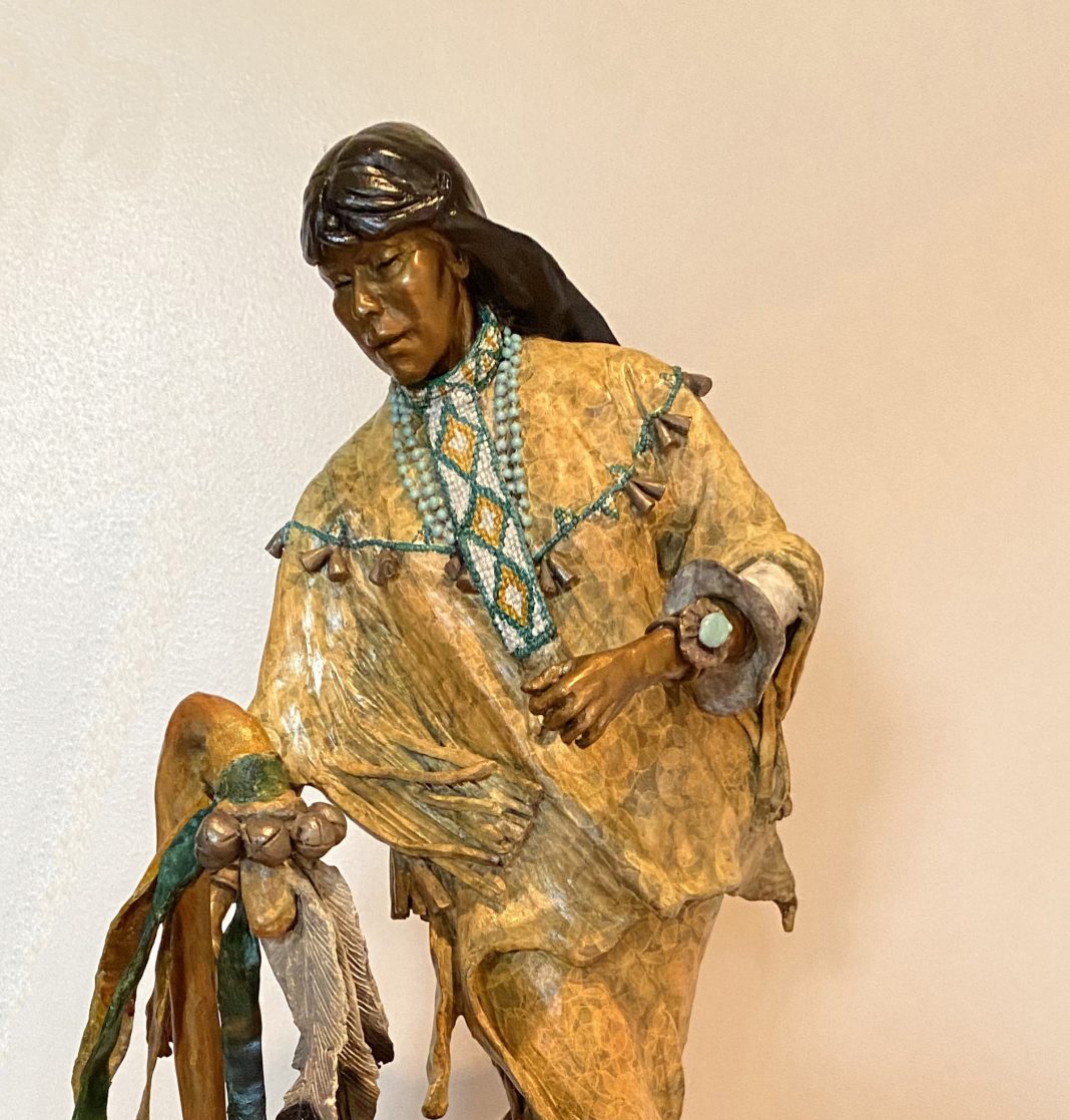 Marie Barbera Changing Woman Native American Indian woman female girl ceremony tradition western bronze sculpture close up