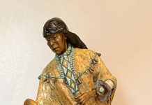 Marie Barbera Changing Woman Native American Indian woman female girl ceremony tradition western bronze sculpture close up