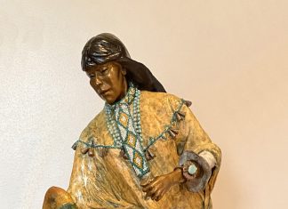 Marie Barbera Changing Woman Native American Indian woman female girl ceremony tradition western bronze sculpture close up