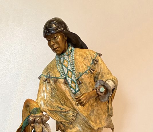 Marie Barbera Changing Woman Native American Indian woman female girl ceremony tradition western bronze sculpture close up