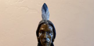 Marie Barbera Medicine Pipe Native American Indian bronze sculpture western ceremony ceremonial