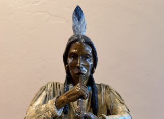Marie Barbera Medicine Pipe Native American Indian bronze sculpture western ceremony ceremonial