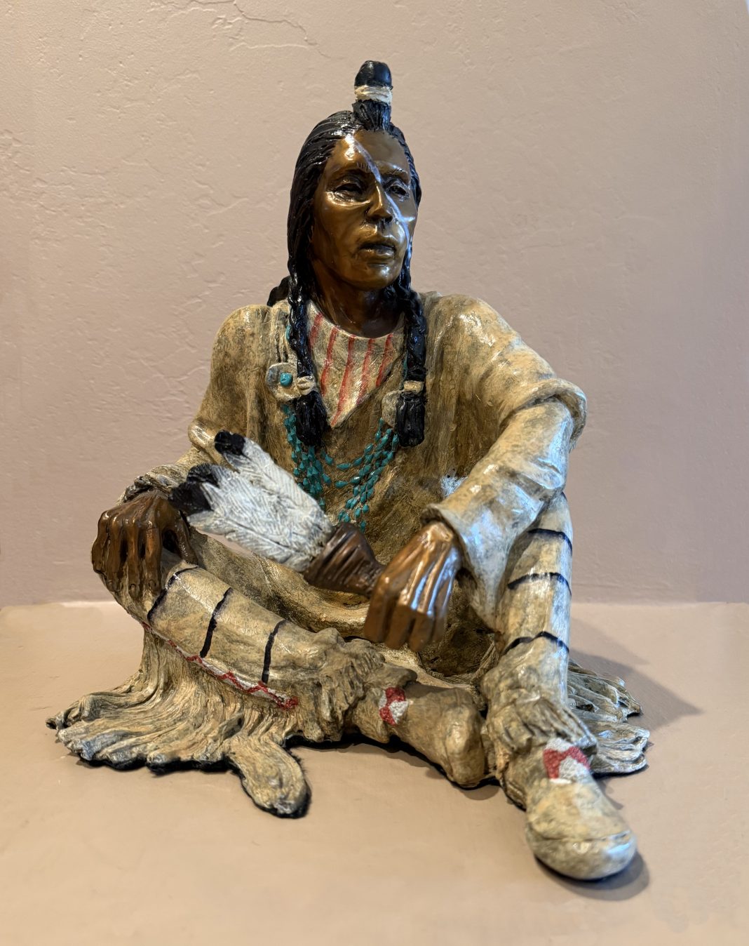 Marie Barbera Shaman Native American Indian chief warrior medicine healer doctor western bronze sculpture front