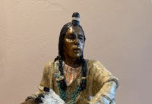 Marie Barbera Shaman Native American Indian chief warrior medicine healer doctor western bronze sculpture front