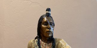 Marie Barbera Shaman Native American Indian chief warrior medicine healer doctor western bronze sculpture front