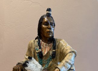 Marie Barbera Shaman Native American Indian chief warrior medicine healer doctor western bronze sculpture front