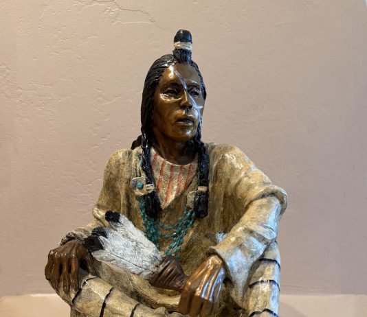 Marie Barbera Shaman Native American Indian chief warrior medicine healer doctor western bronze sculpture front