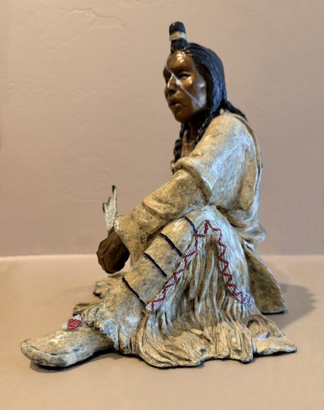 Marie Barbera Shaman Native American Indian chief warrior medicine healer doctor western bronze sculpture side