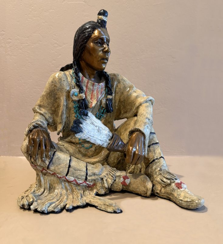 Marie Barbera Shaman Native American Indian chief warrior medicine healer doctor western bronze sculpture side