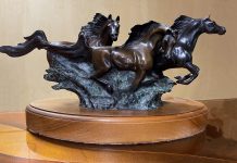 Snell Johnson My Friends II horse horses equine running horses western bronze sculpture